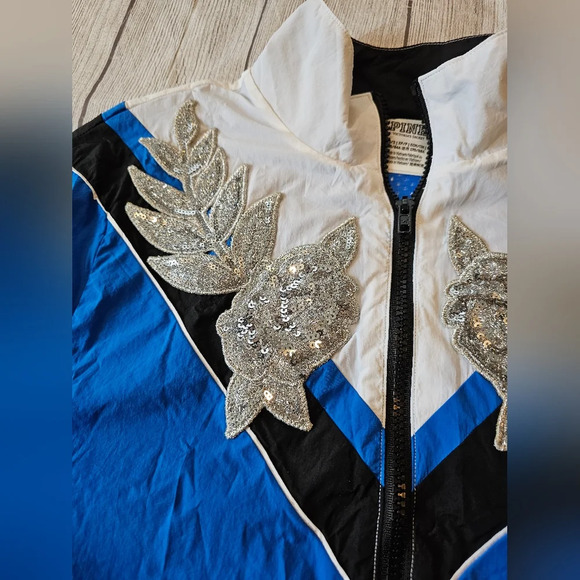 Victoria's Secret PINK •Size XS• Full Zip Windbreaker w/ Sequin Design Blue - Picture 4 of 11